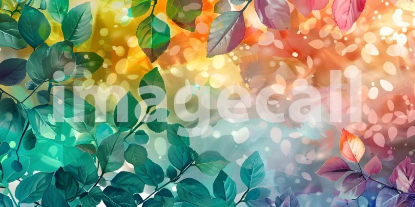 Watercolor foliage abstract background, Vibrant Watercolor Foliage Abstract Design - Ai Generated