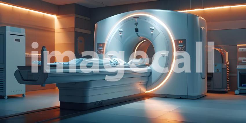 MRI or CT Scan medical diagnosis machine background - Ai Generated