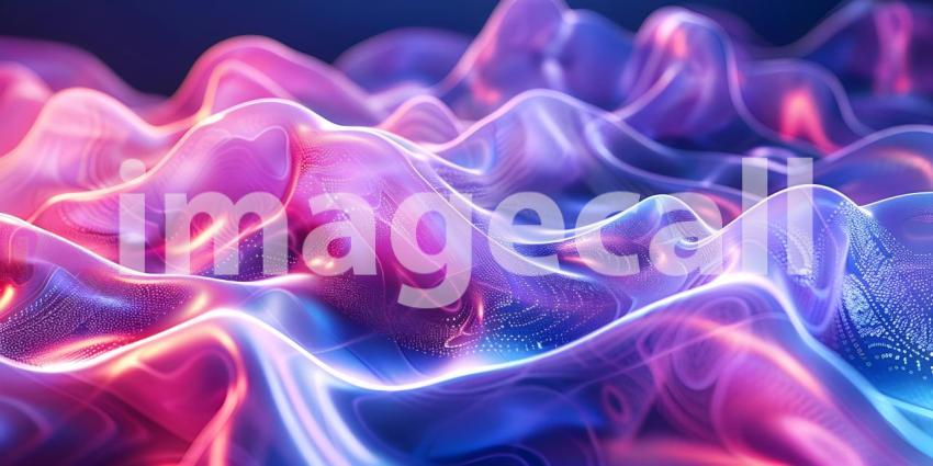 Holographic Neon Fluid Waves Background - Ai Generated
