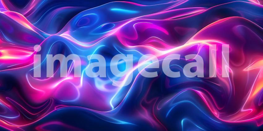 Holographic Neon Fluid Waves Background - Ai Generated