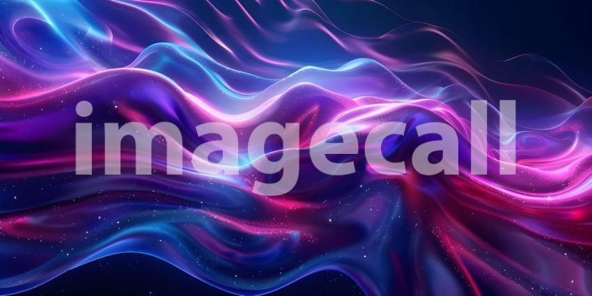 Holographic Neon Fluid Waves Background - Ai Generated