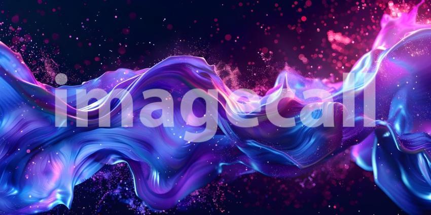 Holographic Neon Fluid Waves Background - Ai Generated