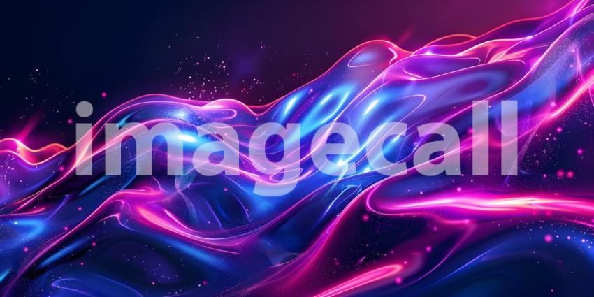 Holographic Neon Fluid Waves Background - Ai Generated