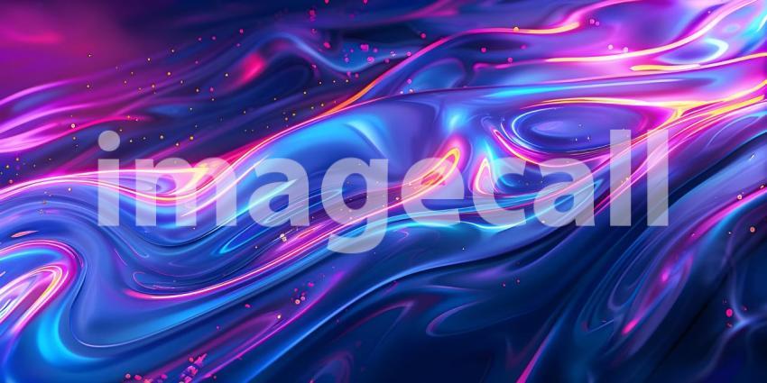 Holographic Neon Fluid Waves Background - Ai Generated