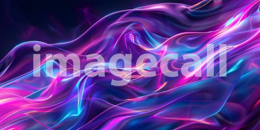 Holographic Neon Fluid Waves Background - Ai Generated