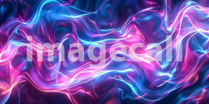 Holographic Neon Fluid Waves Background - Ai Generated