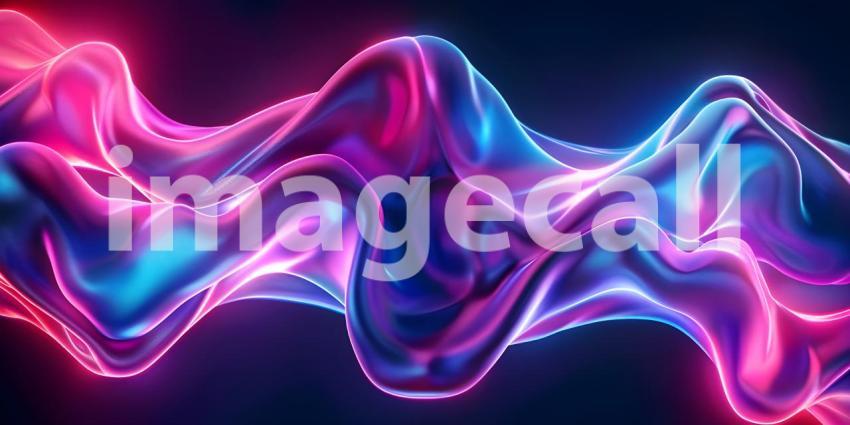 Holographic Neon Fluid Waves Background - Ai Generated