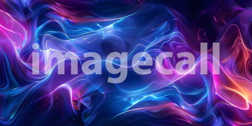 Holographic Neon Fluid Waves Background - Ai Generated