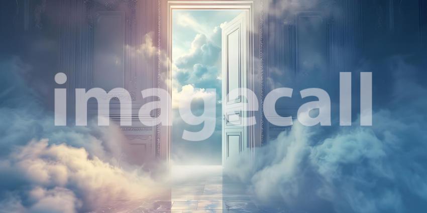 Opening up the door to heaven background - Ai Generated