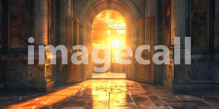 Opening up the door to heaven background - Ai Generated