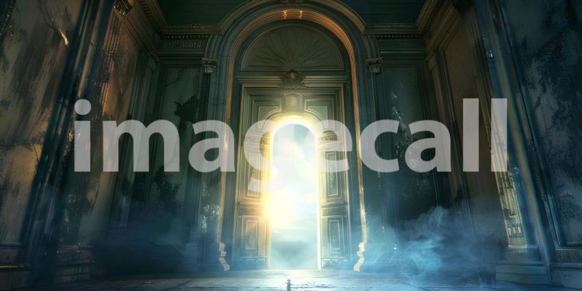 Opening up the door to heaven background - Ai Generated