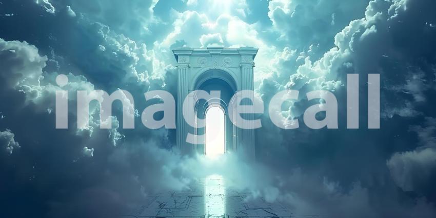 Opening up the door to heaven background - Ai Generated