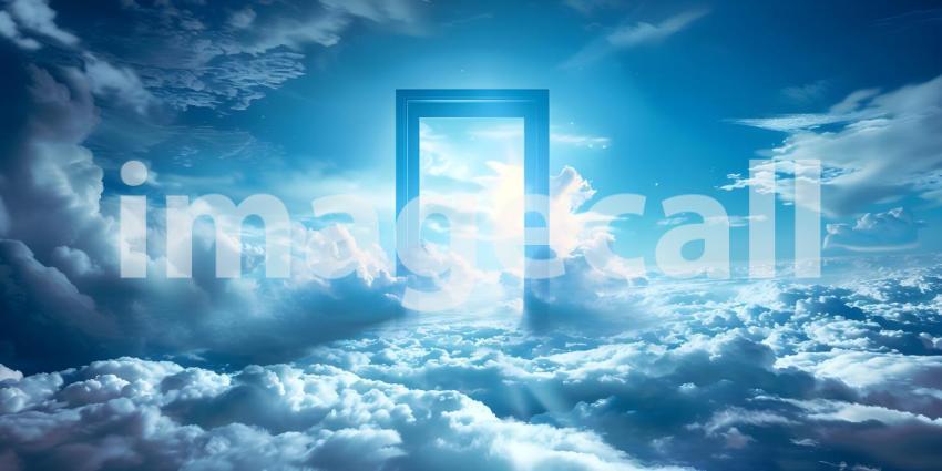Opening up the door to heaven background - Ai Generated