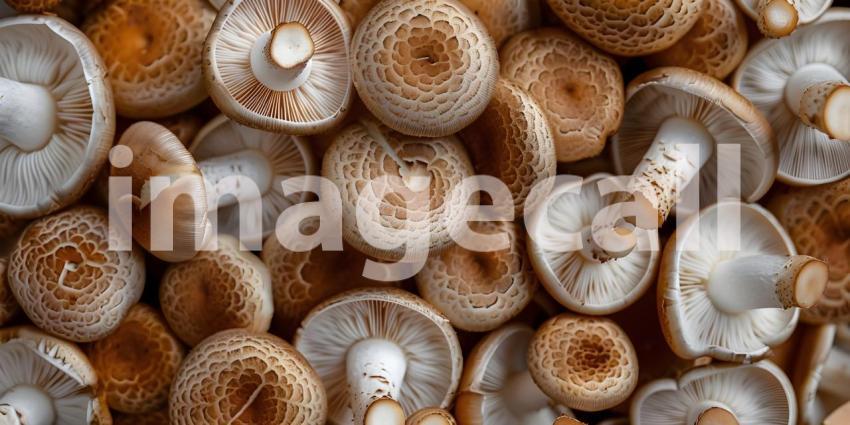 Overhead view of mushrooms background - Ai Generated
