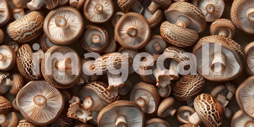 Overhead view of mushrooms background - Ai Generated