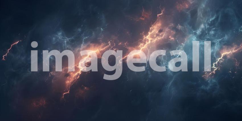 Dramatic Thunderstorm Lightning Sky Background, Electric Thunderstorm Lightning Strike Background - Ai Generated