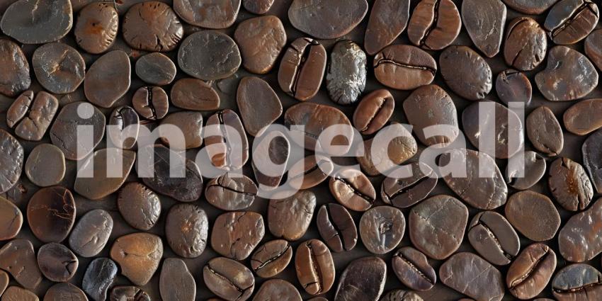 Coffee Beans Tiled Pattern Background, Tiled Background with Coffee Beans - Ai Generated