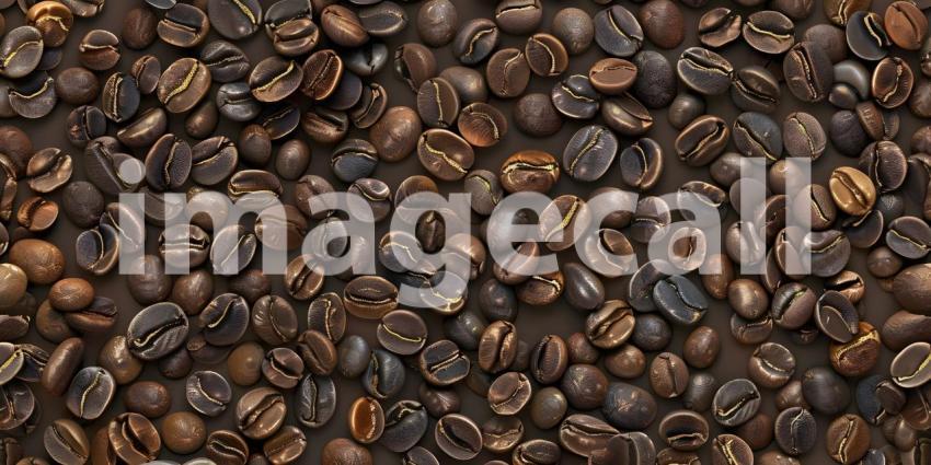 Coffee Beans Tiled Pattern Background, Tiled Background with Coffee Beans - Ai Generated