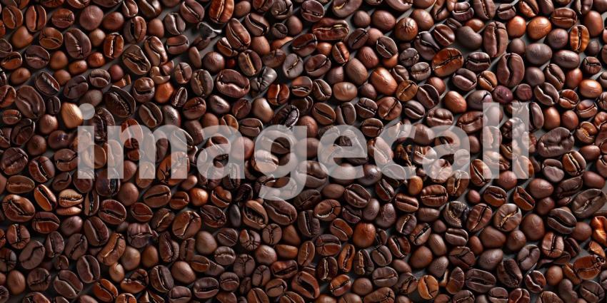 Coffee Beans Tiled Pattern Background, Tiled Background with Coffee Beans - Ai Generated