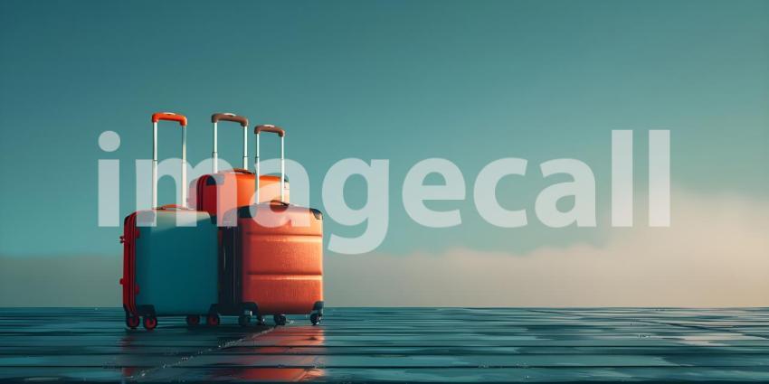 Pile of Luggage with space for text travel background - Ai Generated