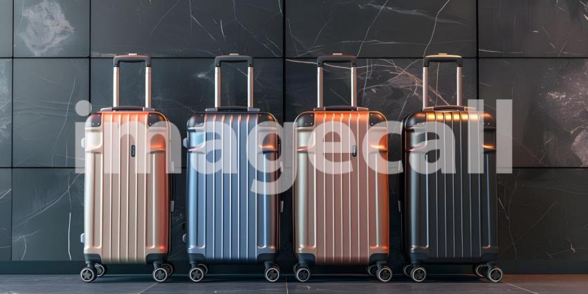 Pile of Luggage with space for text travel background - Ai Generated