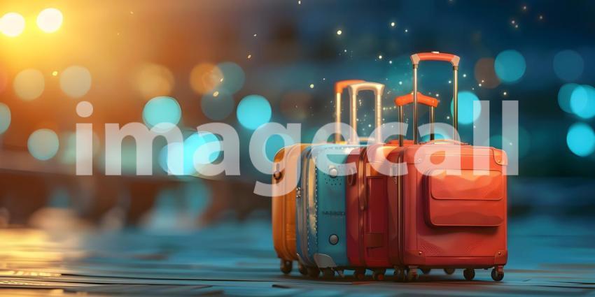 Pile of Luggage with space for text travel background - Ai Generated