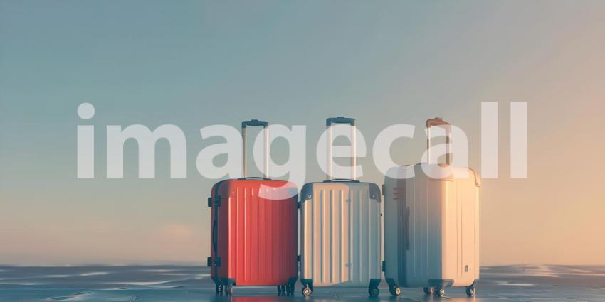 Pile of Luggage with space for text travel background - Ai Generated