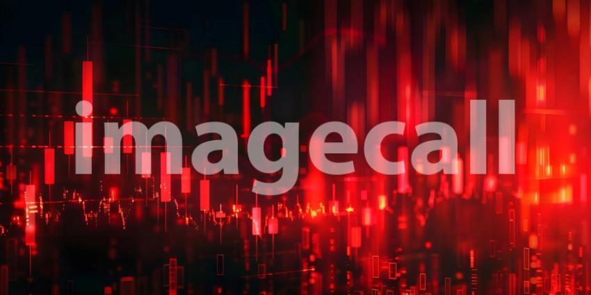 Stock Market Red candlestick pattern charts background - Ai Generated