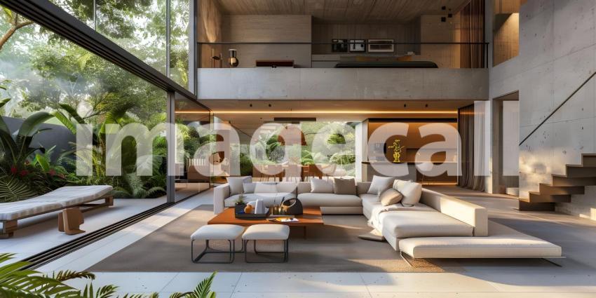 Modern villa with open plan living and private bedroom - Ai Generated