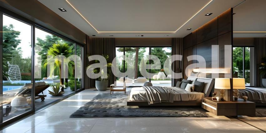 Modern villa with open plan living and private bedroom - Ai Generated