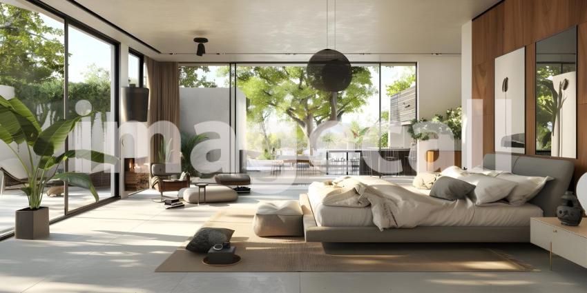 Modern villa with open plan living and private bedroom - Ai Generated