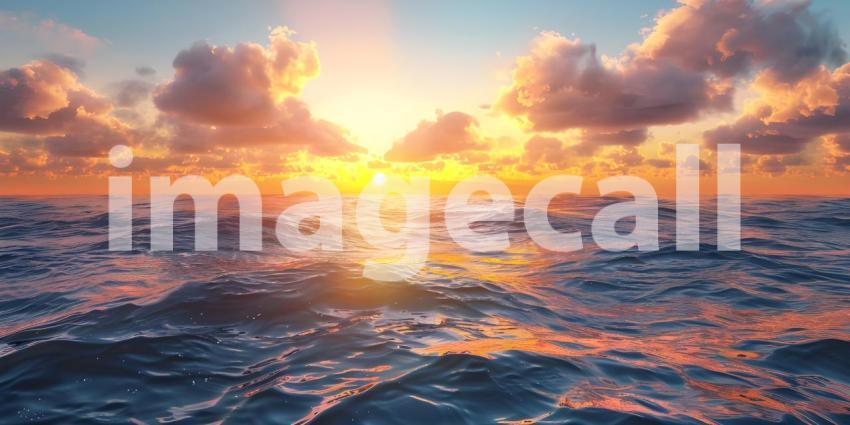 Seascape Sunrise Background, Ocean Sunrise Skyline, Sunrise Seascape View - Ai Generated