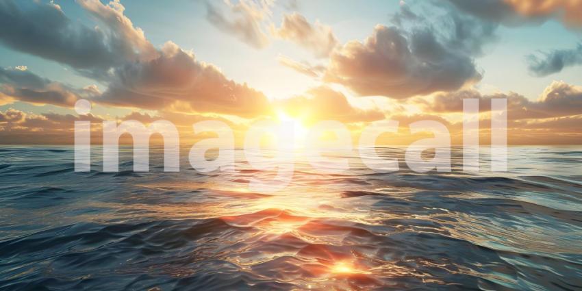 Seascape Sunrise Background, Ocean Sunrise Skyline, Sunrise Seascape View - Ai Generated