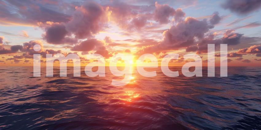 Seascape Sunrise Background, Ocean Sunrise Skyline, Sunrise Seascape View - Ai Generated
