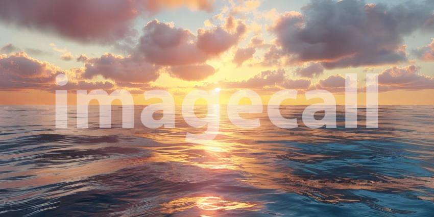 Seascape Sunrise Background, Ocean Sunrise Skyline, Sunrise Seascape View - Ai Generated