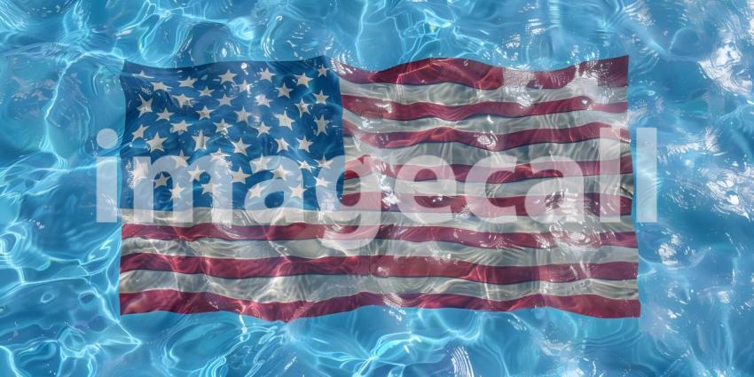 United States flag in pool background - Ai Generated
