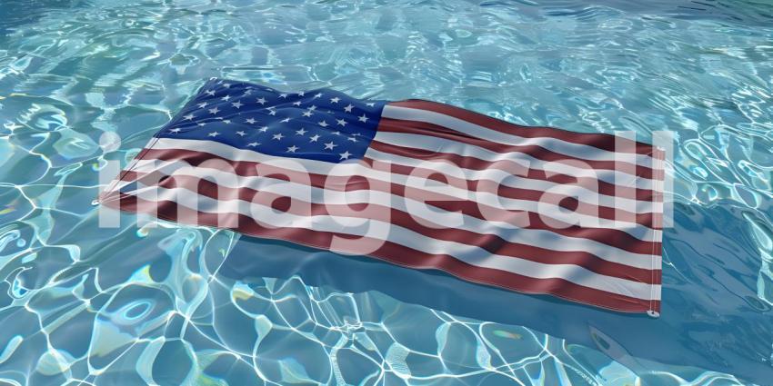 United States flag in pool background - Ai Generated