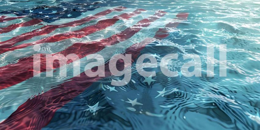 United States flag in pool background - Ai Generated