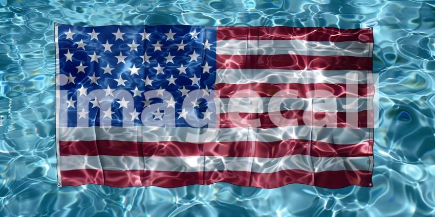 United States flag in pool background - Ai Generated