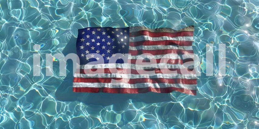 United States flag in pool background - Ai Generated