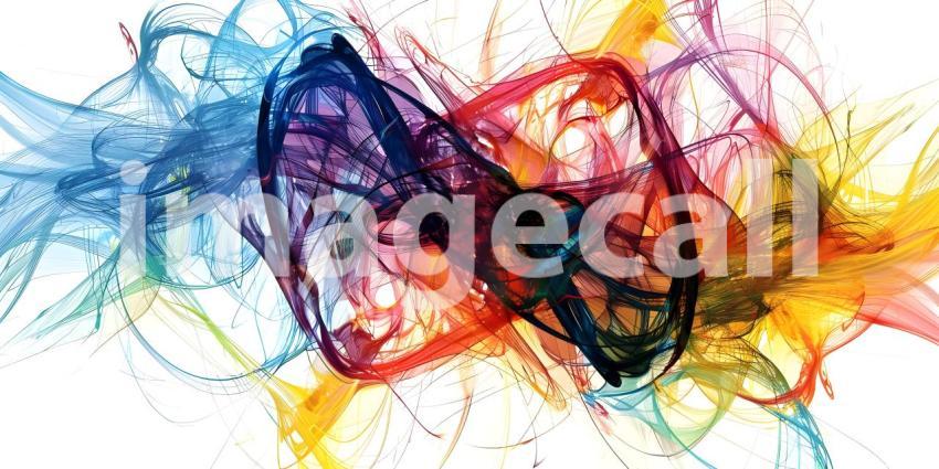 Vibrant Scribbles on White Background, Colorful Abstract Scribbl