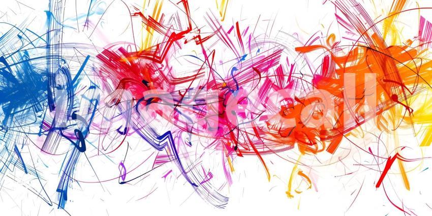 Vibrant Scribbles on White Background, Colorful Abstract Scribbl