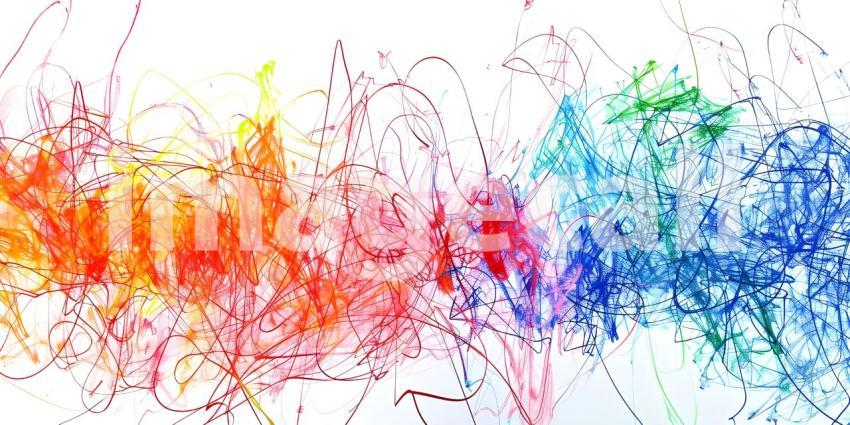 Vibrant Scribbles on White Background, Colorful Abstract Scribbl