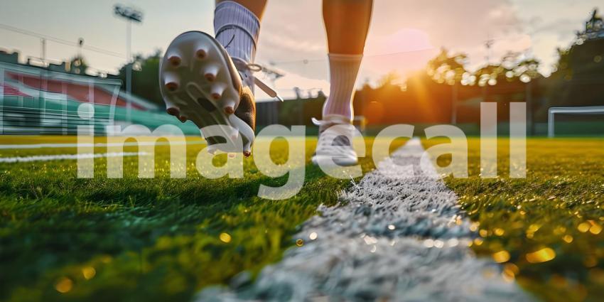 Football Field Training Session: Athlete in Action, Active Athlete on the Football Field: Training Session - Ai Generated