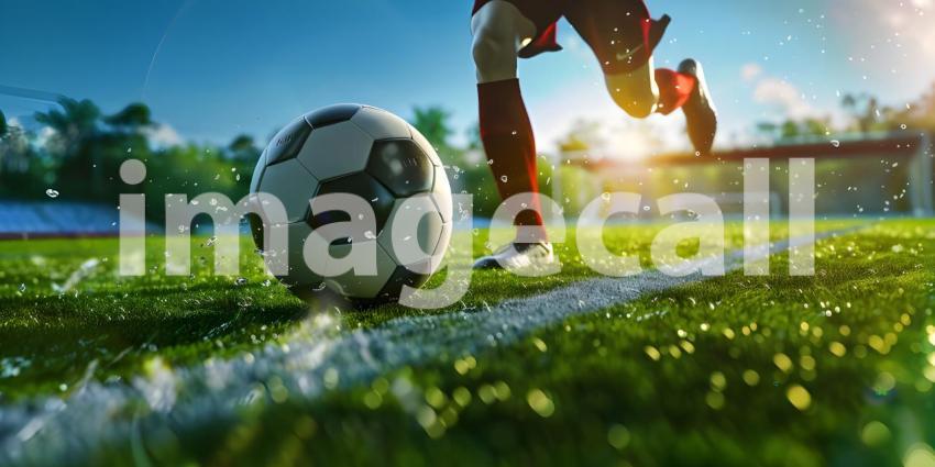 Football Field Training Session: Athlete in Action, Active Athlete on the Football Field: Training Session - Ai Generated