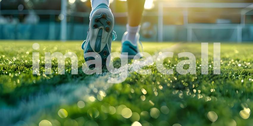 Football Field Training Session: Athlete in Action, Active Athlete on the Football Field: Training Session - Ai Generated