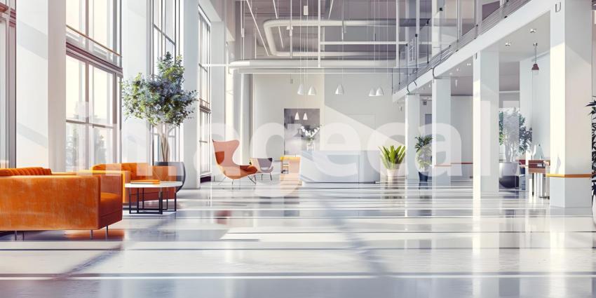 Contemporary Open Concept Office Interior, Modern Workspace with Open Plan Design - Ai Generated