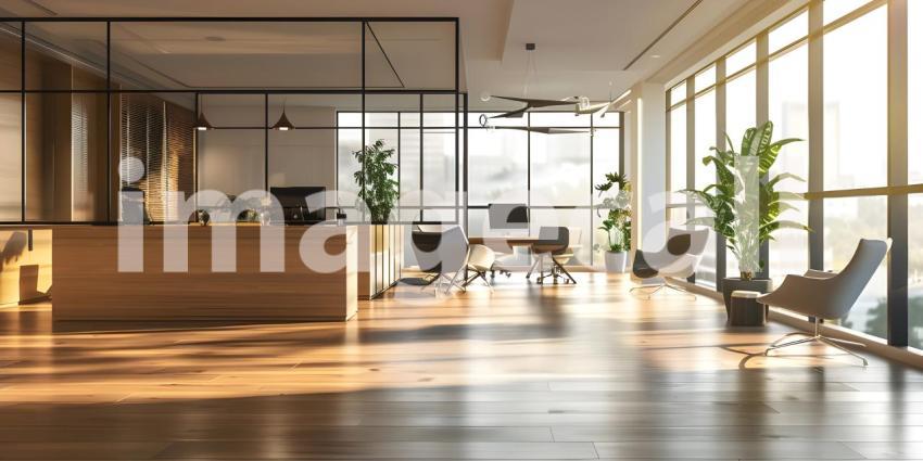 Contemporary Open Concept Office Interior, Modern Workspace with Open Plan Design - Ai Generated