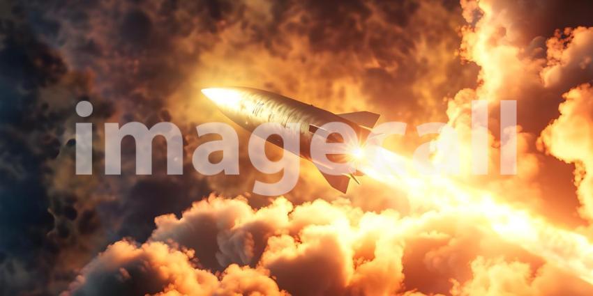 Hypersonic Missile Launch: Smoke and Fire Background, Dynamic Hypersonic Missile Launch with Smoke and Fire - Ai Generated