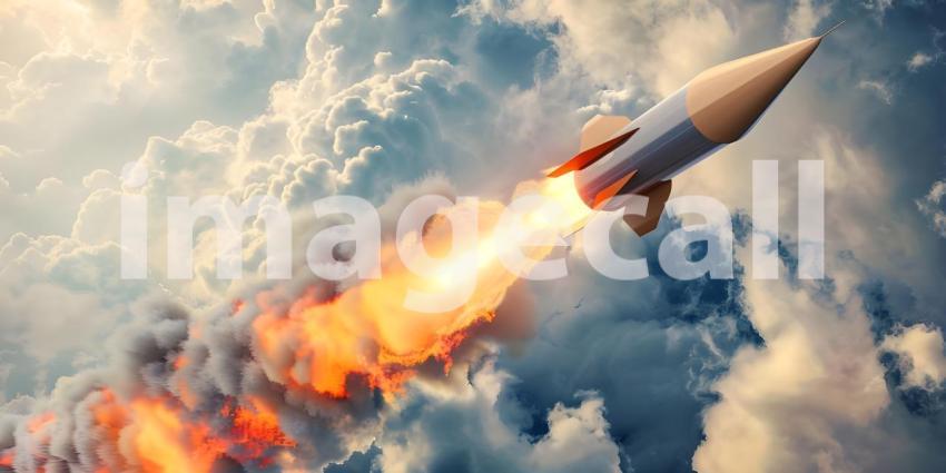 Hypersonic Missile Launch: Smoke and Fire Background, Dynamic Hypersonic Missile Launch with Smoke and Fire - Ai Generated